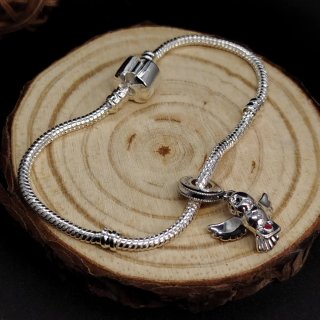 Pulsera en Plata Charm Búho Hedwig 16 cm