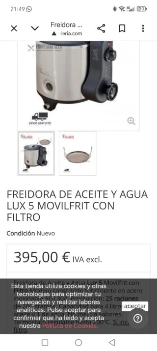 Freidora de agua Movilfrit