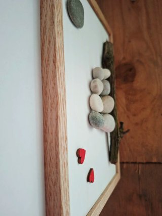 Quadro famiglia sassi pebble art