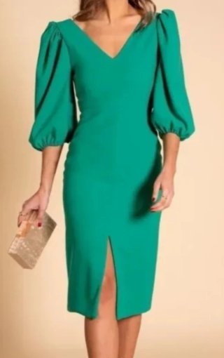 Vestido evento midi verde T-M