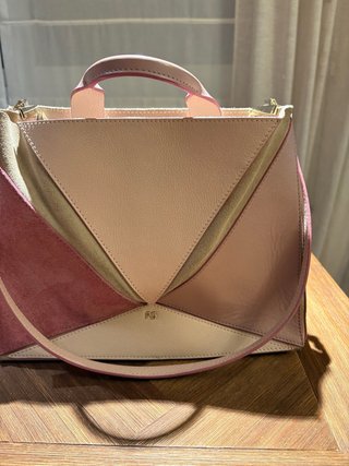 Bolso Piel Purificación García Beige/Rosa