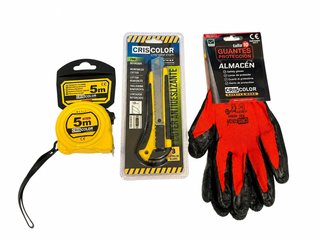 Kit Herramientas Criscolor: Cutter, Cinta Métrica