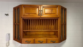 Mueble Platero Cocina Madera y Cristal