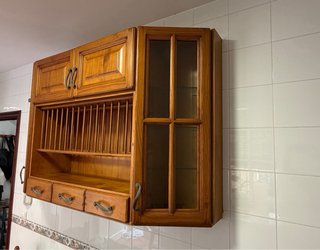 Mueble Platero Cocina Madera y Cristal