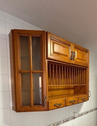Mueble Platero Cocina Madera y Cristal