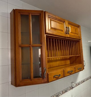 Mueble Platero Cocina Madera y Cristal