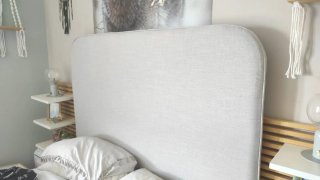 Cabecero de lino gris 150 cm.