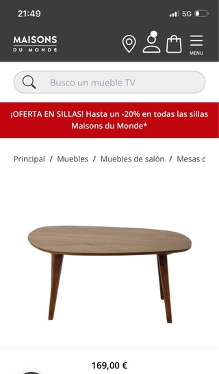 Tavolo centro stile Janeiro Maison du Monde in legno