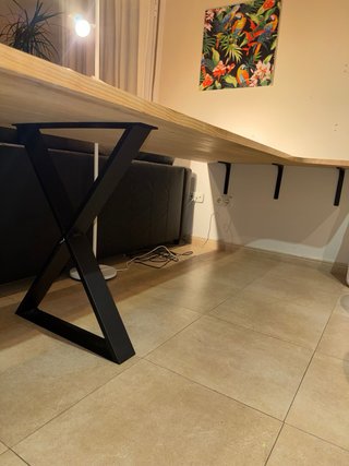 Escritorio madera pino y metal