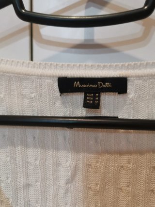 Jersey Massimo Dutti Blanco Trenzado, punto fino
