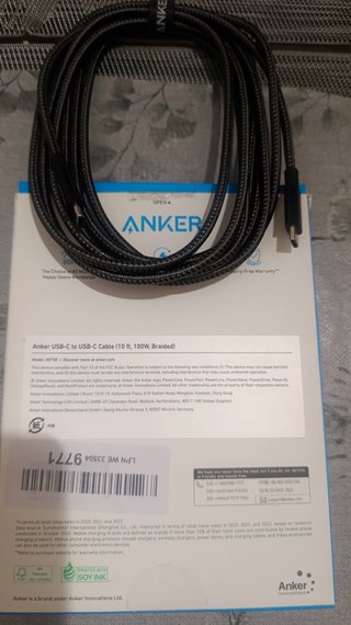 Cable USB-C a USB-C 3M 100W Carga Rápida