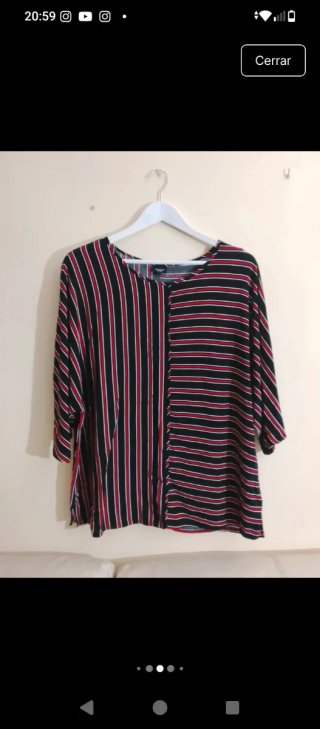 Blusa Bexleys T-48 Rayas Negras, Rojas y Blancas