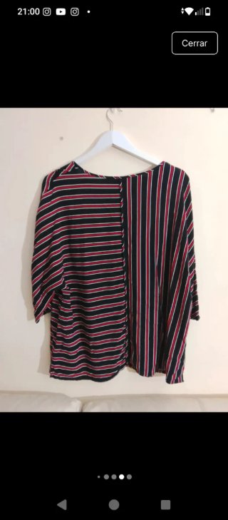 Blusa Bexleys T-48 Rayas Negras, Rojas y Blancas