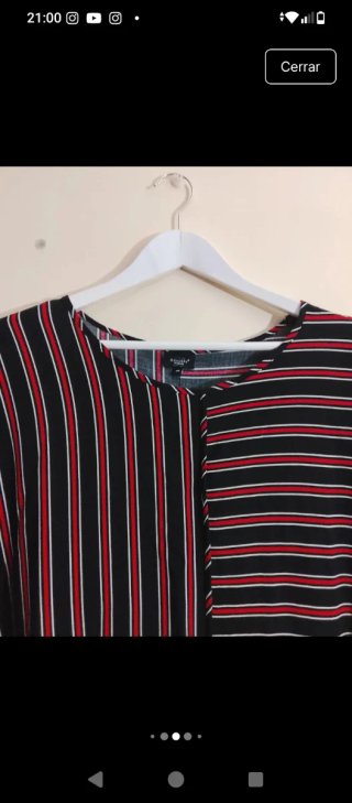 Blusa Bexleys T-48 Rayas Negras, Rojas y Blancas