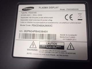 Samsung TV Plasma 43'' PS43D450A2W