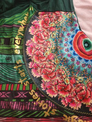 Vestido Desigual Talla S Verde Multicolor