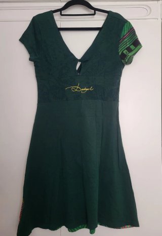 Vestido Desigual Talla S Verde Multicolor