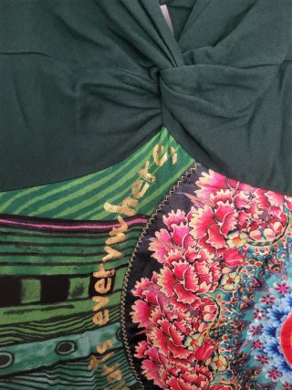 Vestido Desigual Talla S Verde Multicolor