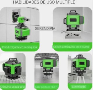 NIVEL LÁSER 4D 16 LÍNEAS 360° TRÍPODE Y 2 BATERÍAS