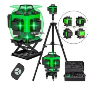 NIVEL LÁSER 4D 16 LÍNEAS 360° TRÍPODE Y 2 BATERÍAS