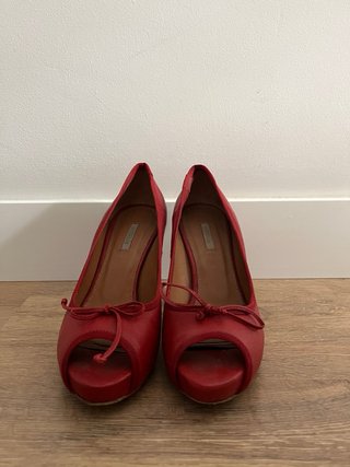 Zapato Peep Toe Tacón Rojo Talla 37