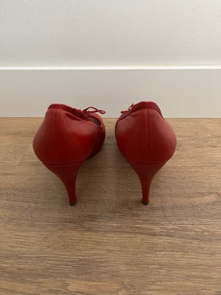 Zapato Peep Toe Tacón Rojo Talla 37