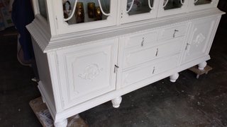 Gran Vitrina Antigua Restaurada Blanca