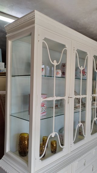 Gran Vitrina Antigua Restaurada Blanca