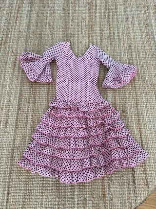 Traje Gitana Niña Lunares Rosa Talla 5-6