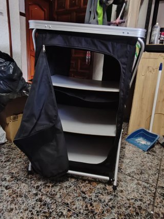 Mueble Cocina Camping Negro/Plata
