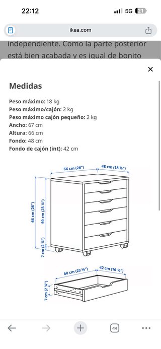 Cajonera IKEA ALEX 67x66 cm