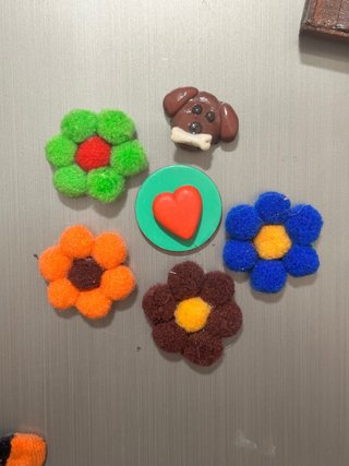 Set Imanes Nevera colorido Flores y Perro
