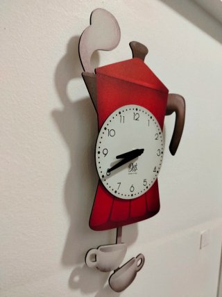 Orologio Moka Caffè Pendolo Legno Dekori