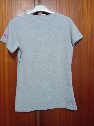 Camiseta Adidas Gris y Rosa Talla S