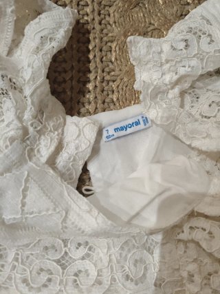 Vestido Mayoral Talla 7 Blanco Encaje