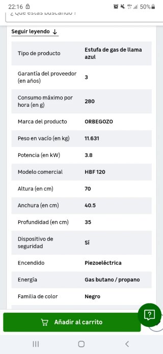 Estufa Catalítica Orbegozo HBF120