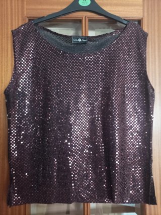 Conjunto Top y Chaqueta Brillante Talla L