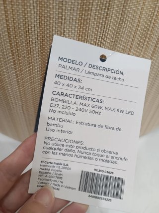 Lámpara de techo El Corte Inglés bambú