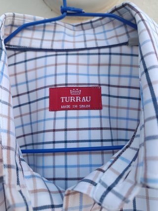 Camisa caballero de invierno cuadros camel y azul