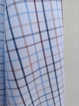 Camisa caballero de invierno cuadros camel y azul
