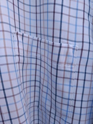 Camisa caballero de invierno cuadros camel y azul