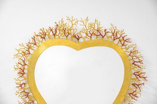 Espejo Corazón Dorado y Rojo