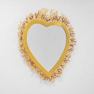 Espejo Corazón Dorado y Rojo
