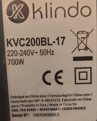 Tubo aspiradora KLINDO KVC200BL-17
