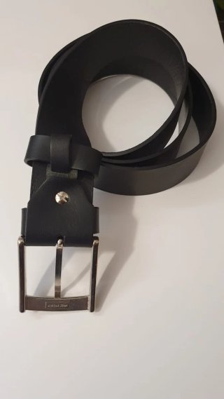 Cintura Vera Pelle Nera 130x4 cm. Nuova