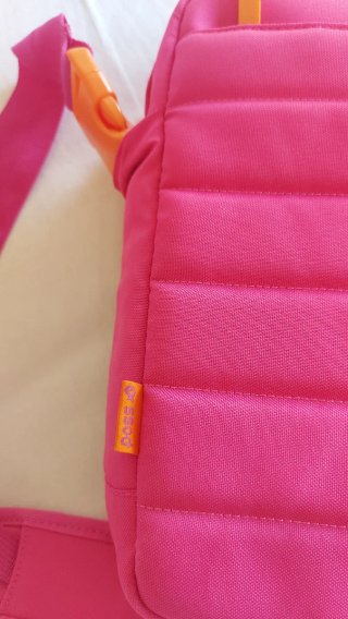 Maletín portátil fucsia y naranja