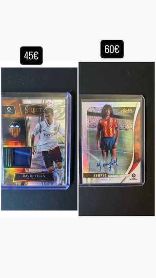 Cromos fútbol David Villa y Kempes auto parche