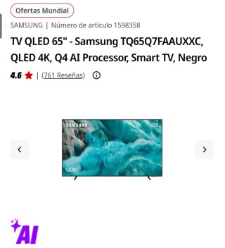 Samsung TV QLED 65 4K Smart TV Negro