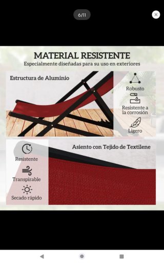 2 Tumbonas Plegables Rojas y Negras