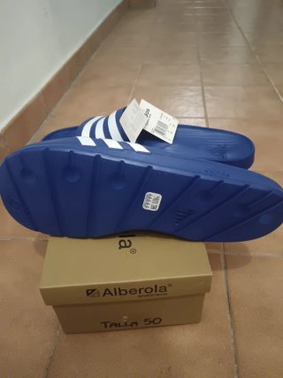 Ciabatte Adidas Adilette Taglia 54 Blu/Bianco